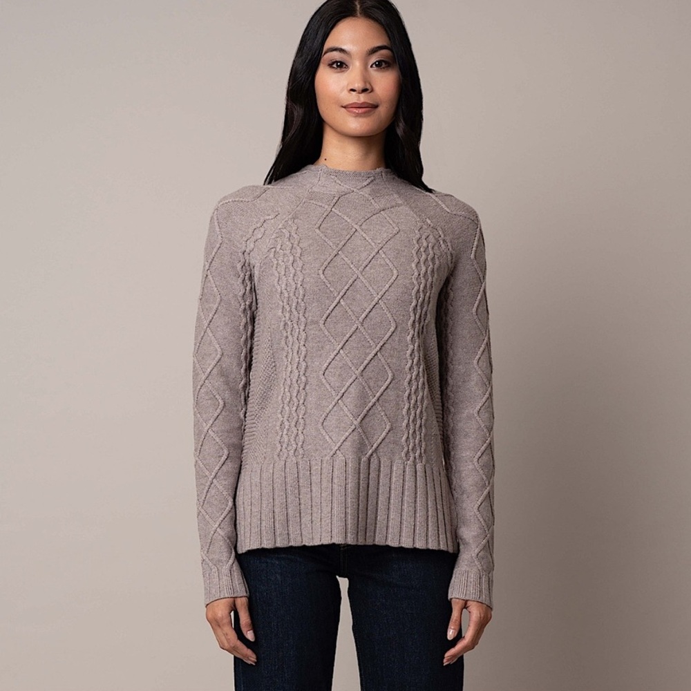 Cyrus Cinder Cable Knit Funnel-Neck Sweater